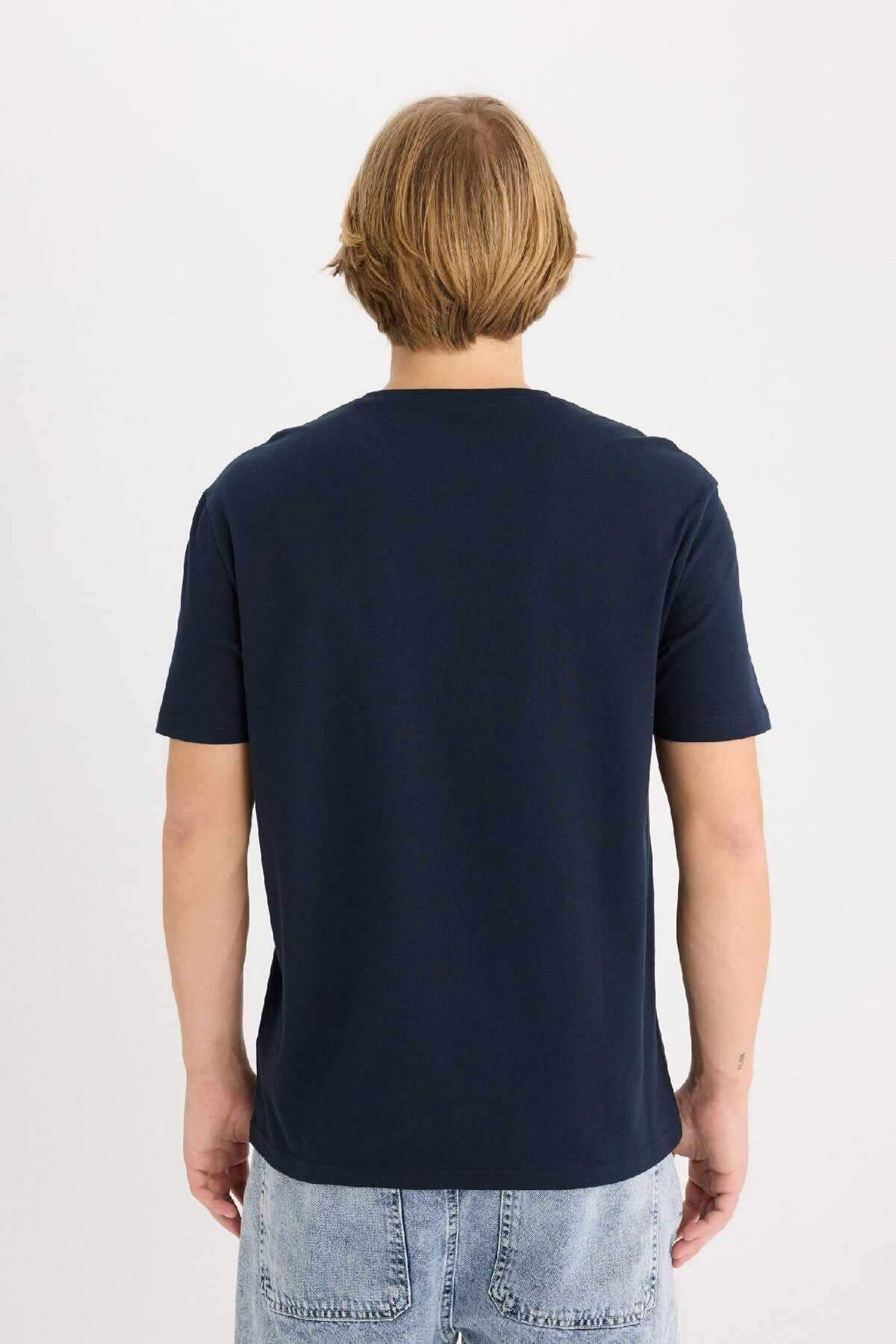 تیشرت آستین کوتاه یقه پرینت معمولی