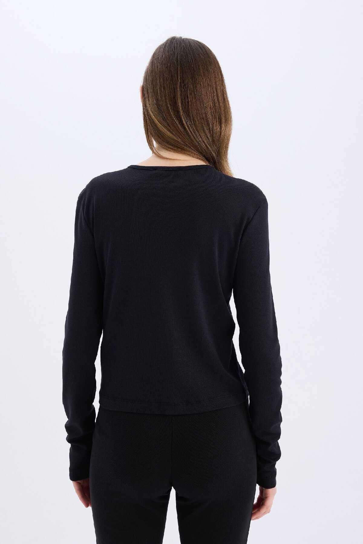 تیشرت آستین بلند دنده ساده ساده با نصب ساده