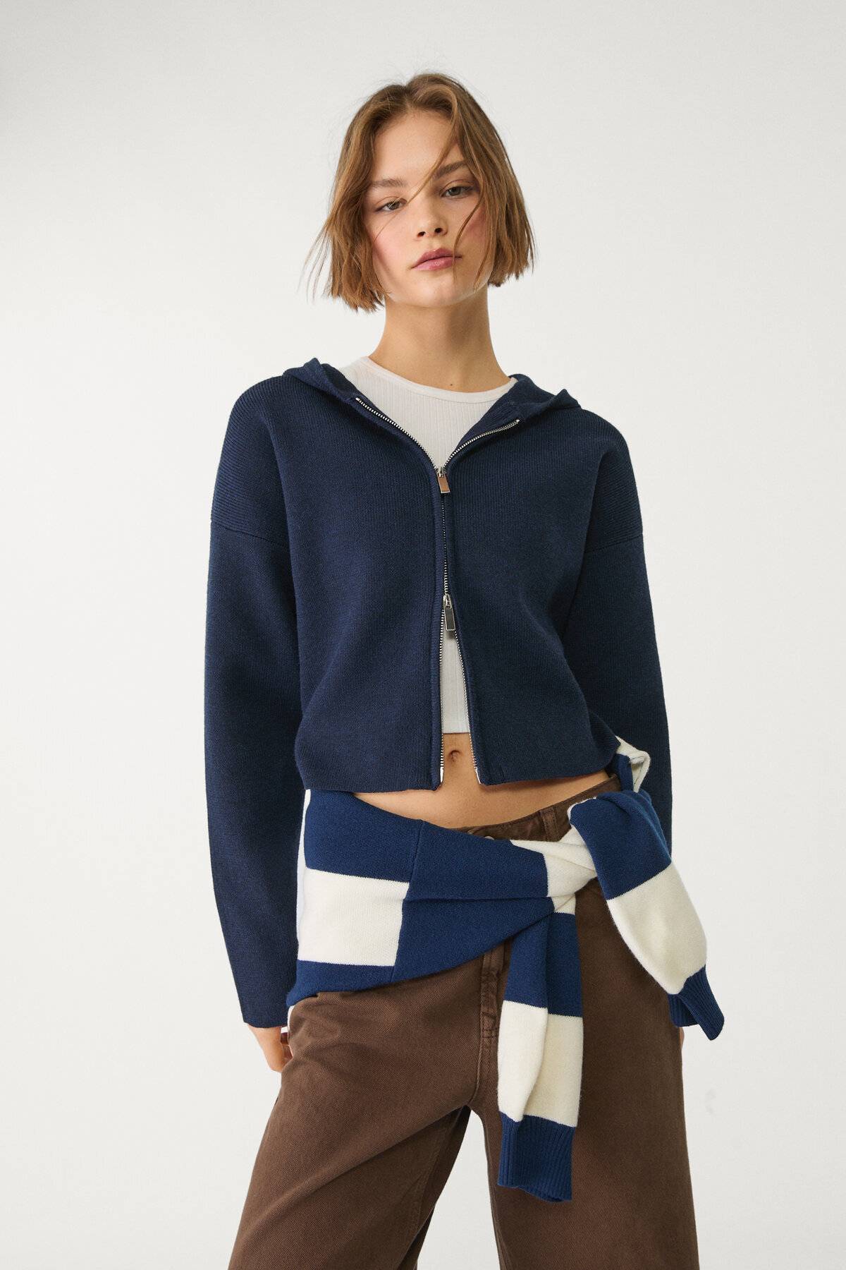 ژاکت بافتنی زیپ دار