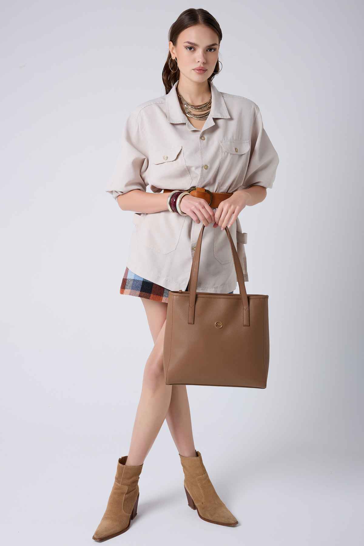 کیف شانه زن بژ 05FO25Y5028