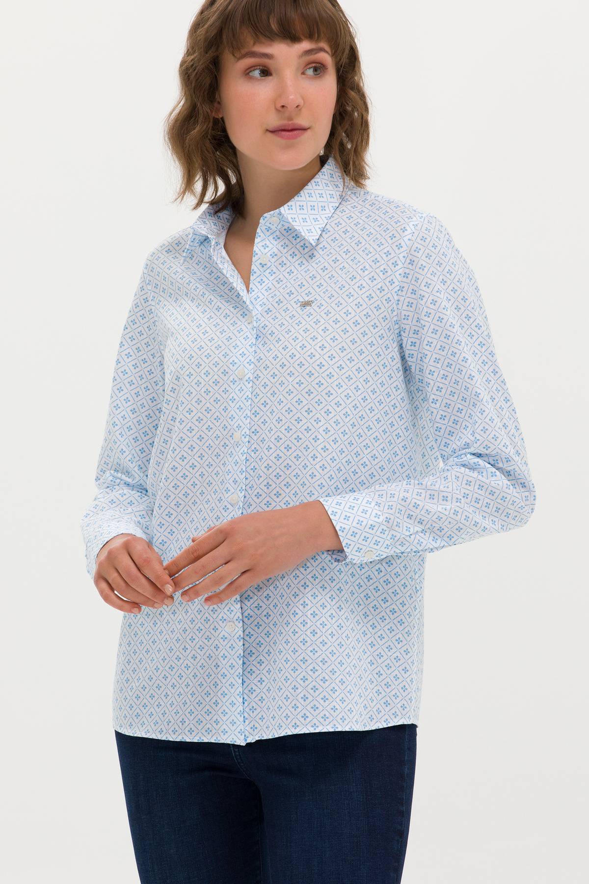 پیراهن آستین بلند آبی زنانه
