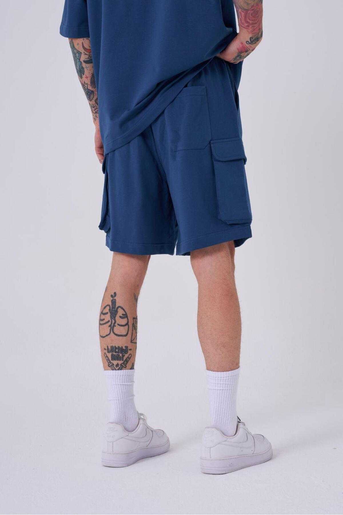 شورت کرمی مردانه با جیب باری