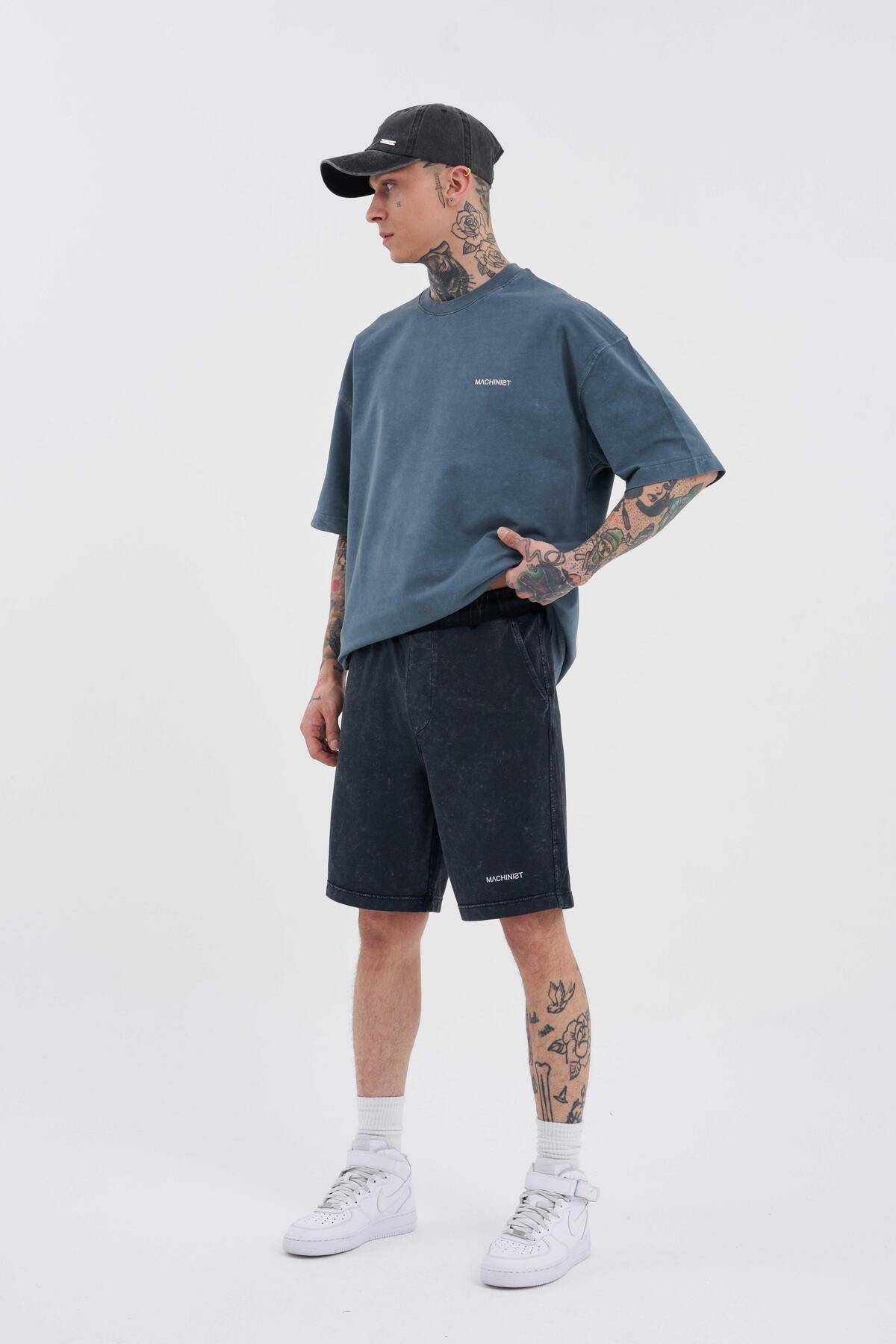 شلوارک ساده و لوکس خاکستری شسته شده