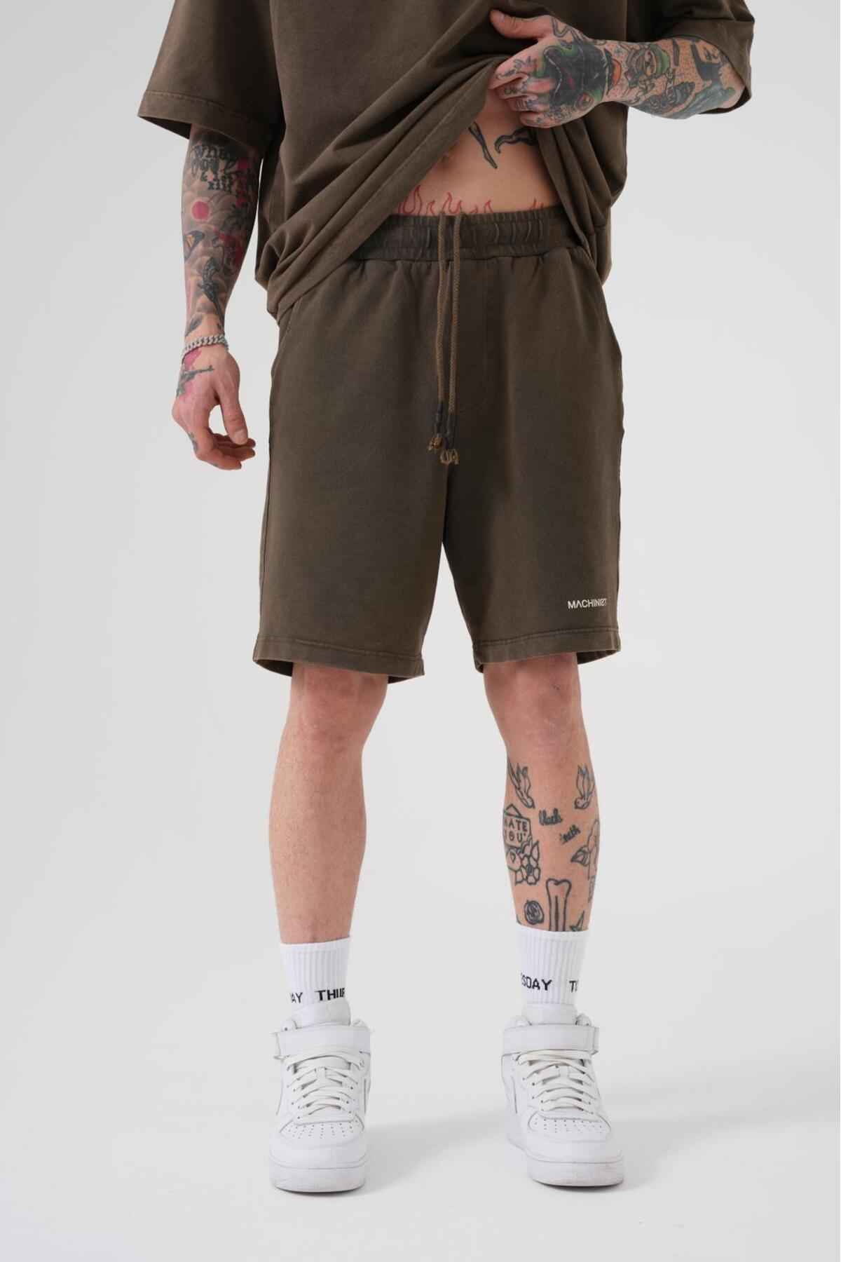 شلوارک ساده و لوکس خاکستری شسته شده