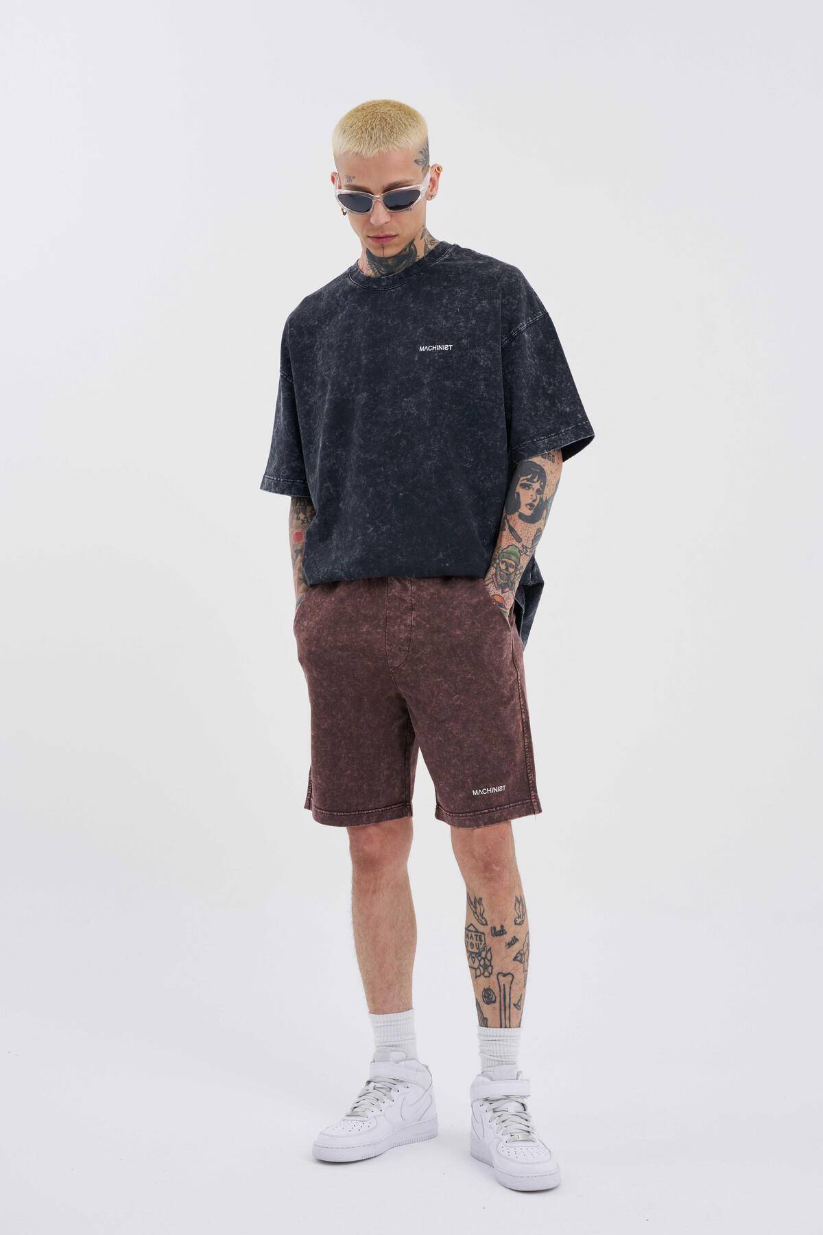 شلوارک ساده و لوکس خاکستری شسته شده