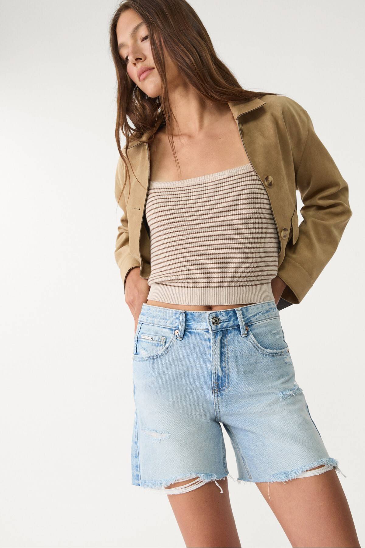 شورت جین بلند زنانه اکرو