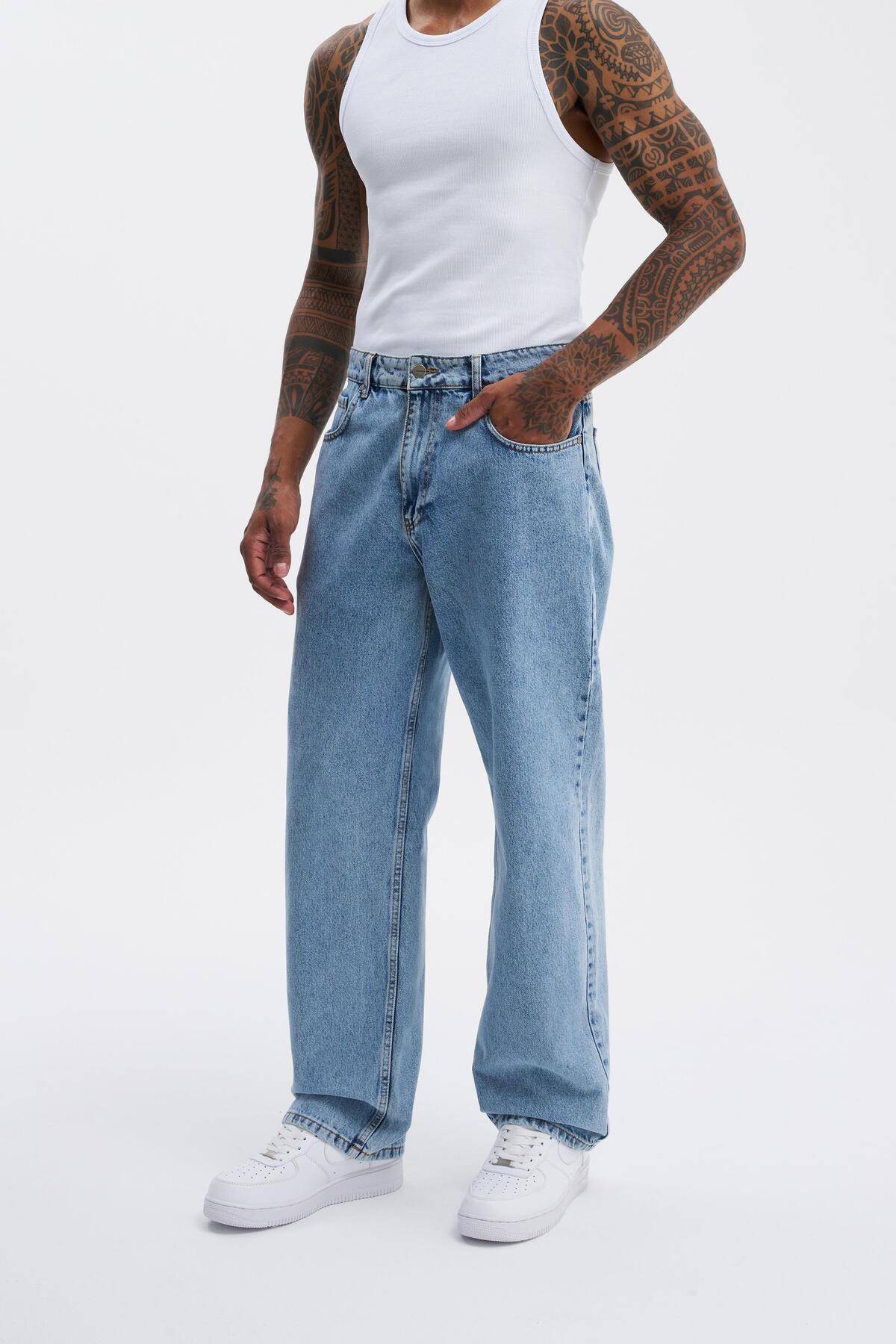 شلوار گشاد ژان اسید آبی