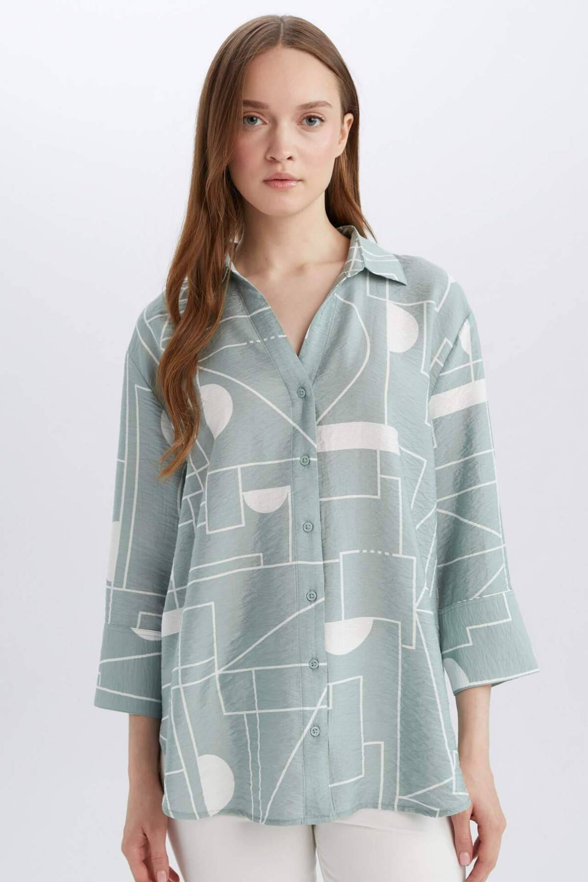 پیراهن آستین بلند با الگوی معمولی C3818AX25SP