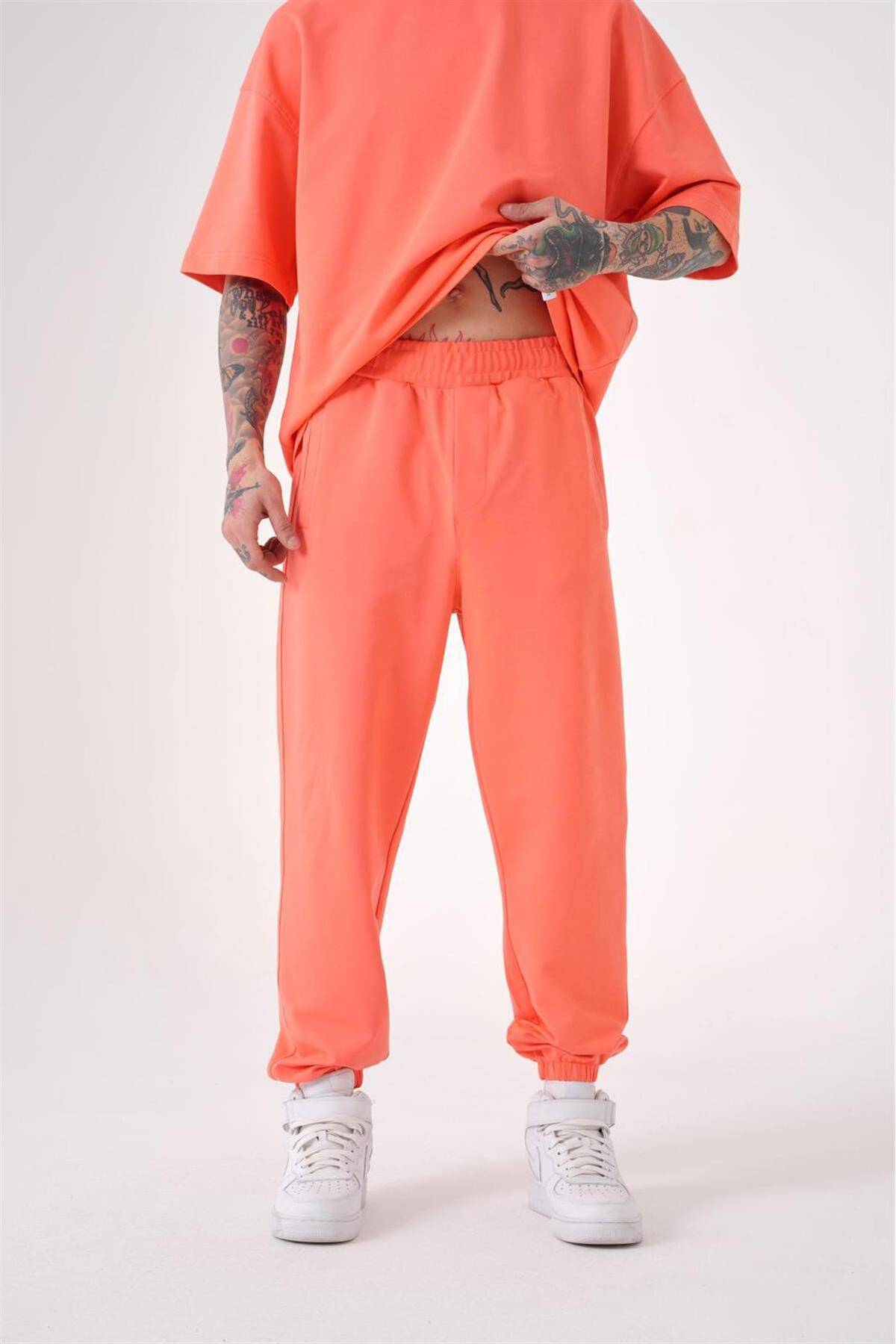 شلوار ورزشی ساده مردانه نارنجی جوگر