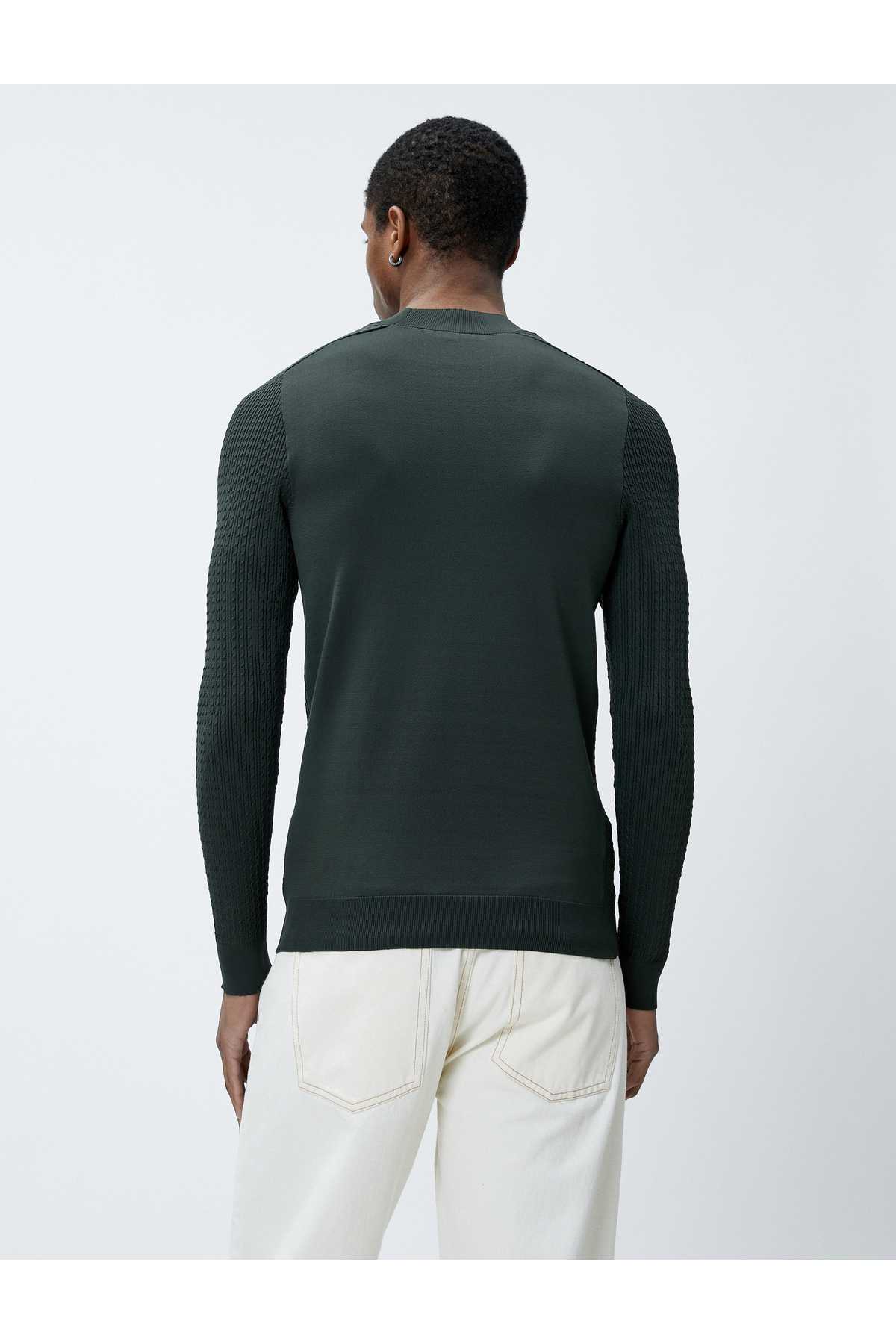 ژاکت بافتنی بافت باریک یقه خدمه